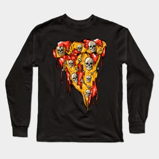 Pizza Slice Skull Art Long Sleeve T-Shirt